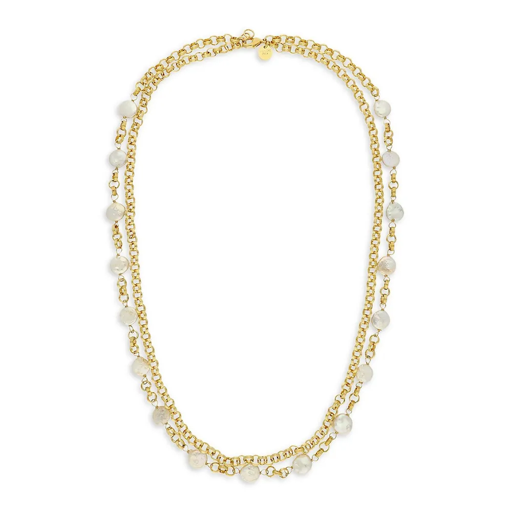 18K Goldplated & Freshwater Baroque Pearl Dual-Strand Necklace