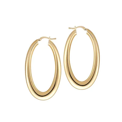 18K Goldplated Flat Oval Hoop Earrings