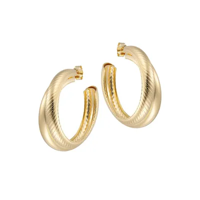 18K Goldplated Double-J Half-Hoop Earrings