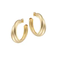 18K Goldplated Double-J Half-Hoop Earrings