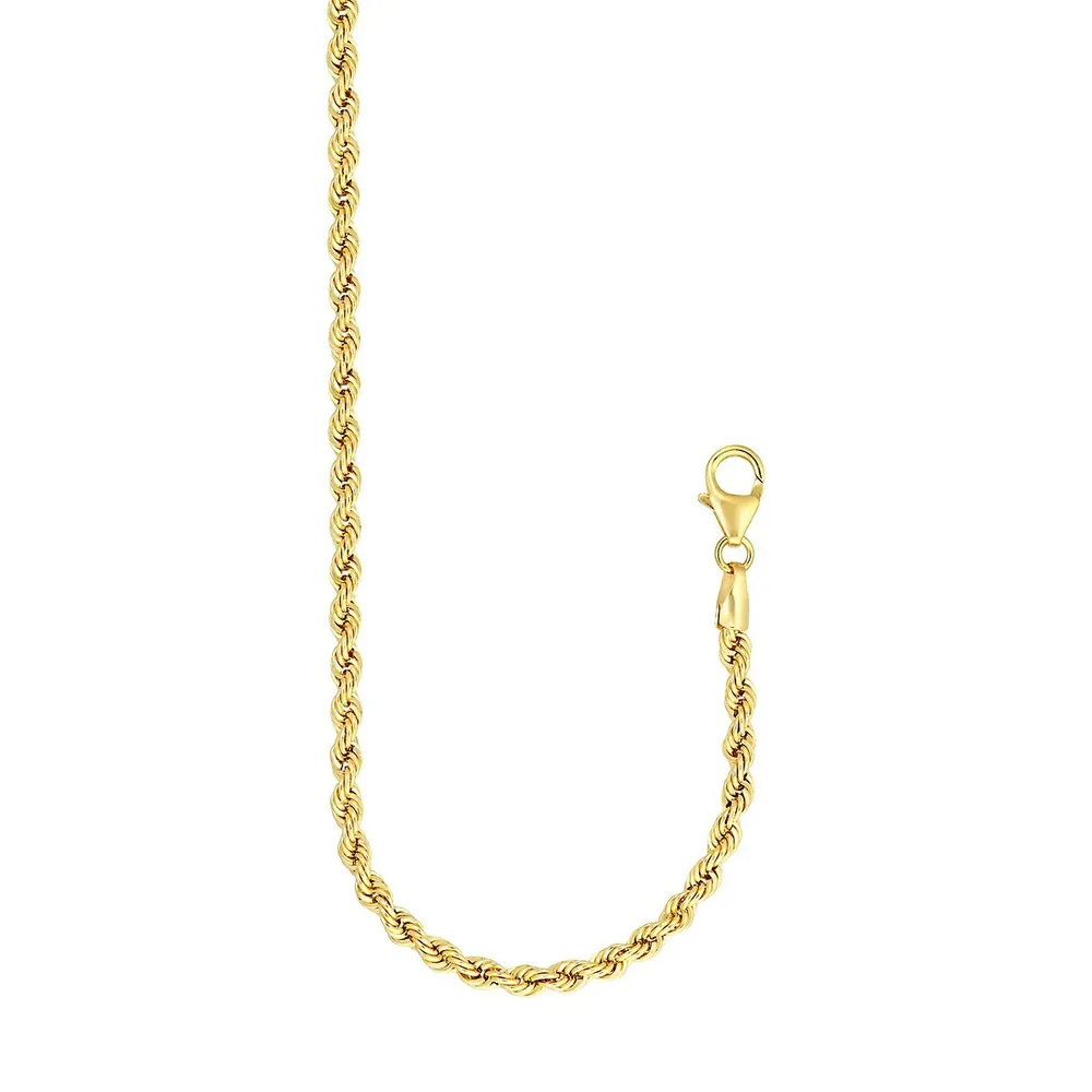 10K Goldplated Sterling Silver Rope Chain Necklace - 18" X 0.12MM