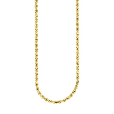 10K Goldplated Sterling Silver Rope Chain Necklace - 18" X 0.12MM
