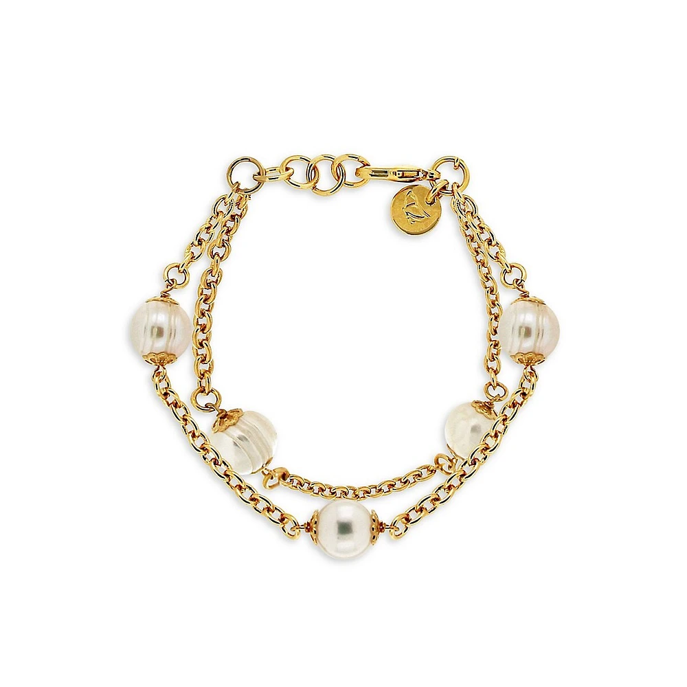 18K Goldplated & Pearl Bracelet