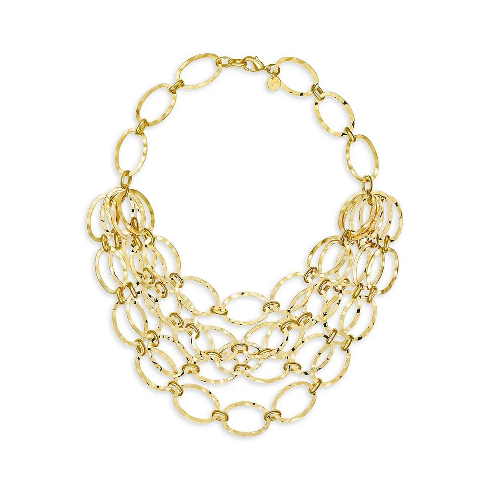 18K Goldplated Large Oval Link Bib Necklace