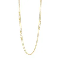 18K Goldplated Double Long Chain 4mm Freshwater Pearl Necklace