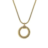 18K Goldplated Large Round Link Pendant Necklace