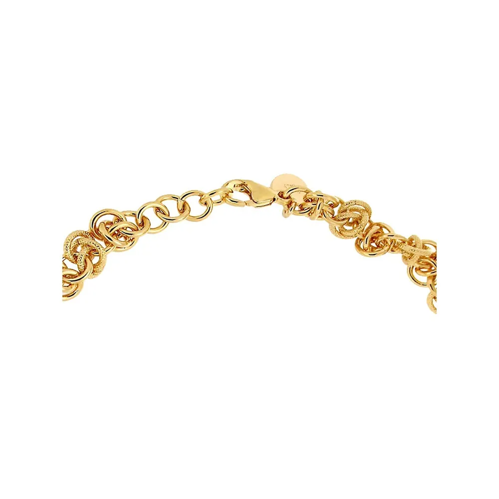 18K Goldplated Polished Bead Stationed Necklace