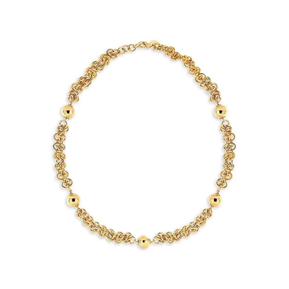 18K Goldplated Polished Bead Stationed Necklace