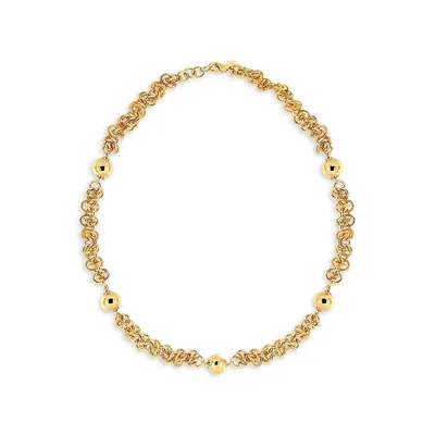 18K Goldplated Polished Bead Stationed Necklace