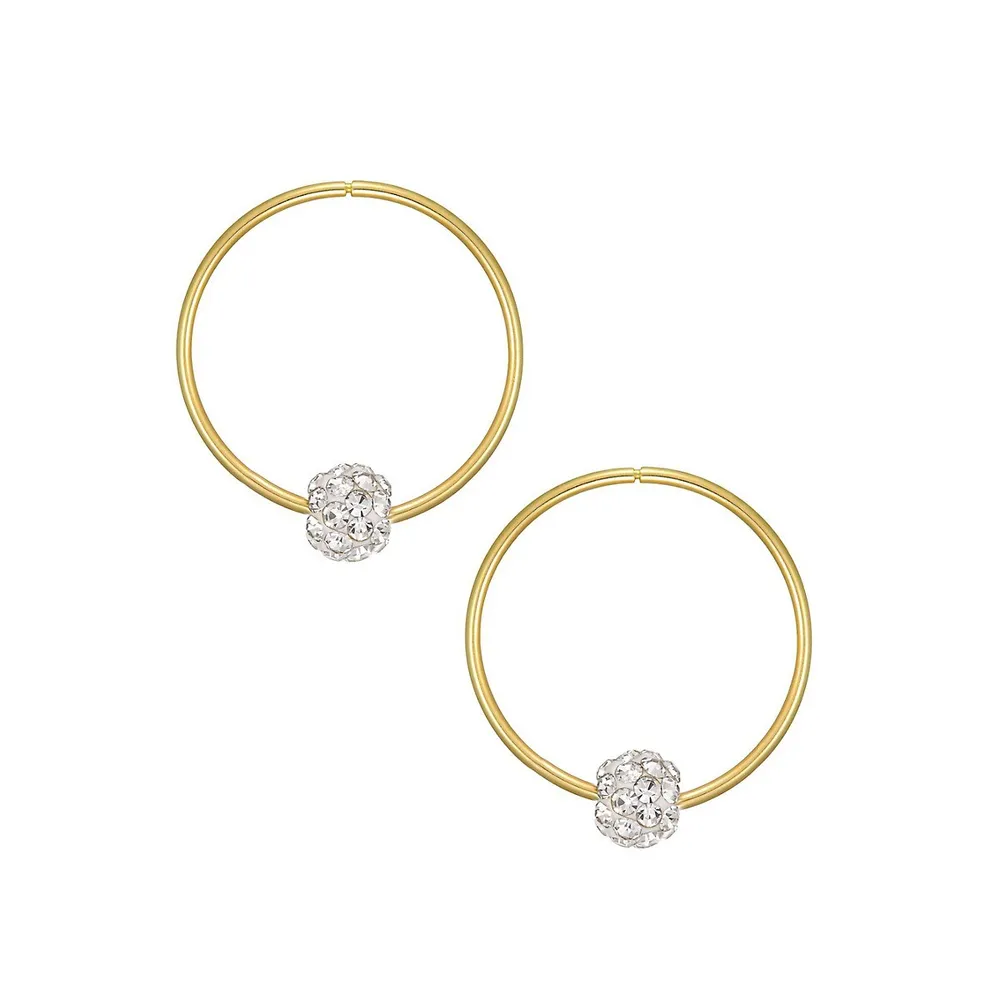 10K Gold & White Cubic Zirconia Ball Sleeper Earrings