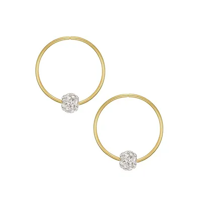 10K Gold & White Cubic Zirconia Ball Sleeper Earrings