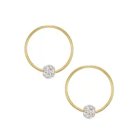 10K Gold & White Cubic Zirconia Ball Sleeper Earrings