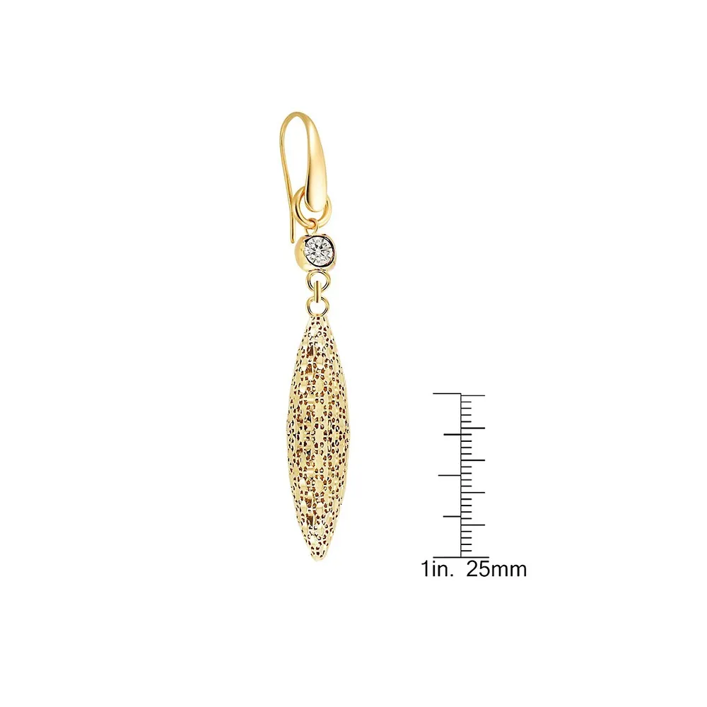 18K Goldplated & Cubic Zirconia Diamond-Cut Long Drop Earrings