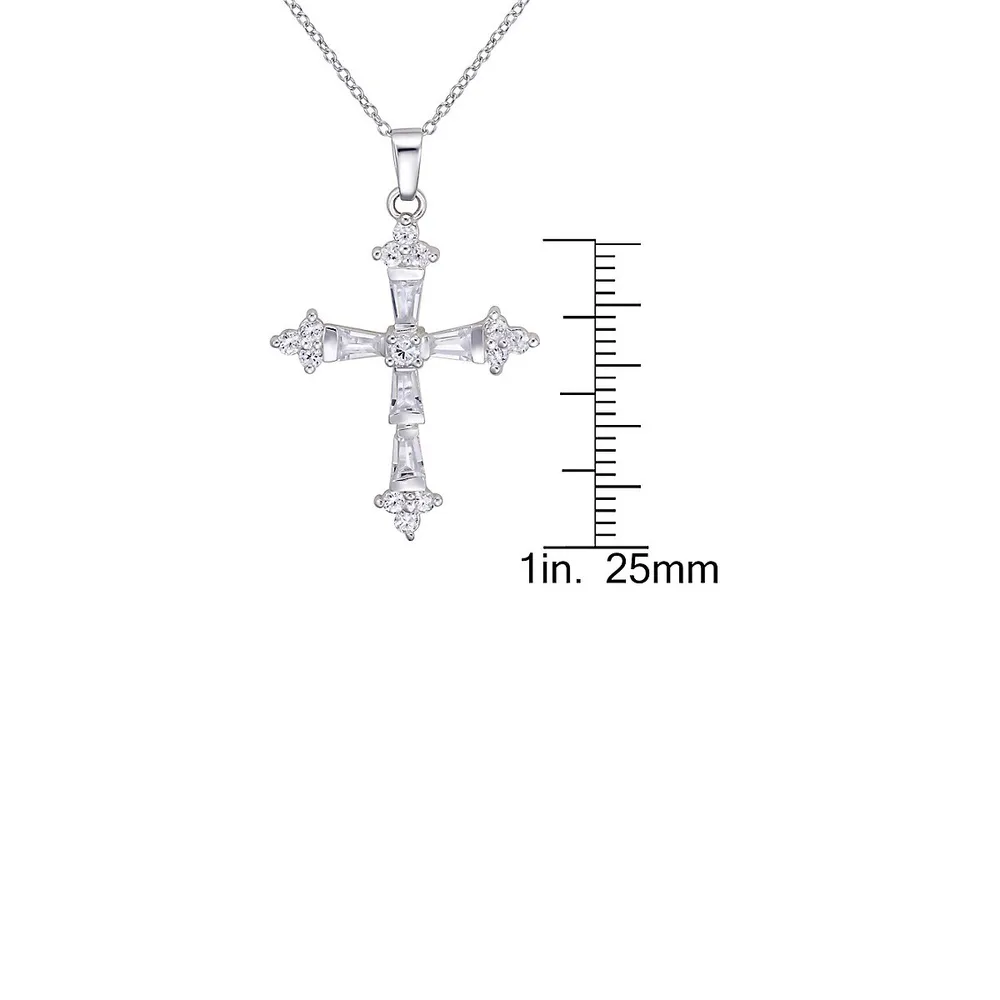 Sterling Silver & Cubic Zirconia Cross Pendant Necklace