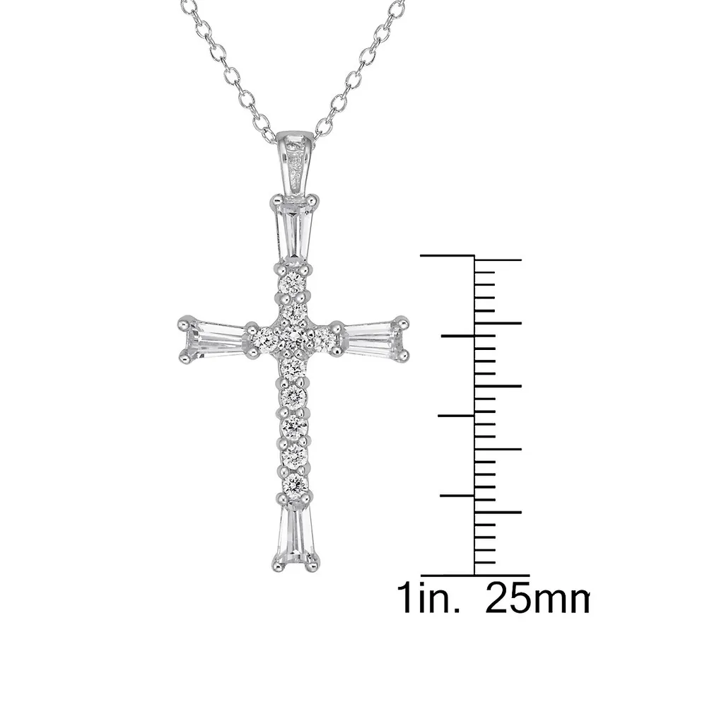 Sterling Silver & Cubic Zirconia Cross Pendant Necklace