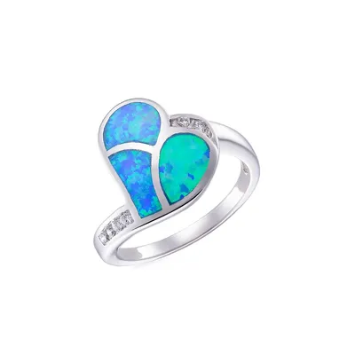 Sterling Silver & Opal Embellished Heart Ring