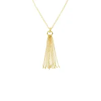 18K Goldplated Rolo-Link Tassel Pendant Necklace