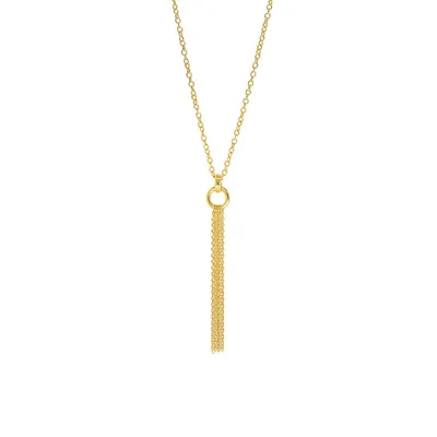 18K Goldplated Rolo-Link Tassel Pendant Necklace