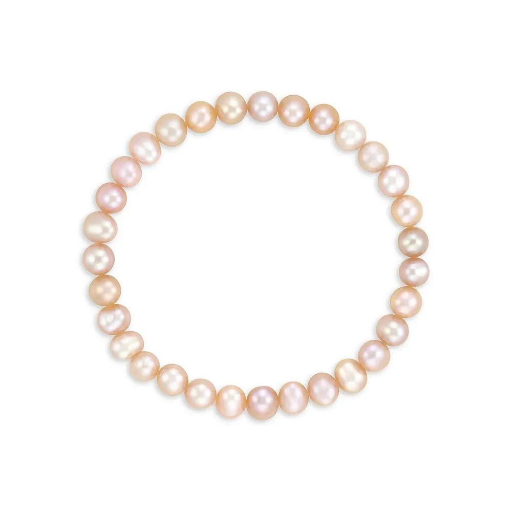 Kid's 10K Yellow Gold & Pearl Bracelet, Faux Pearl Earrings Set