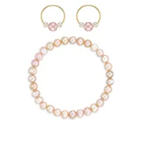 Kid's 10K Yellow Gold & Pearl Bracelet, Faux Pearl Earrings Set