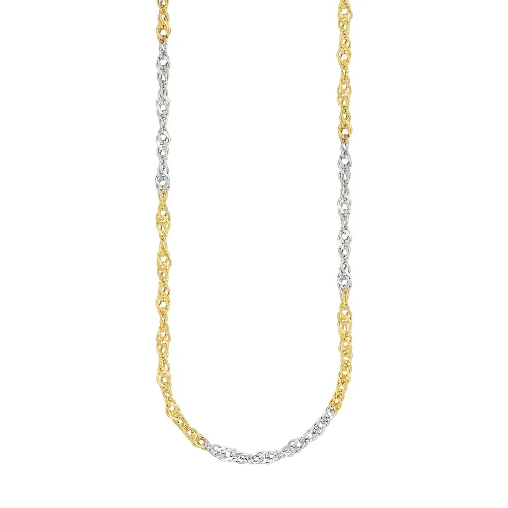 10K Two-Tone Gold Singapore Chain Necklace