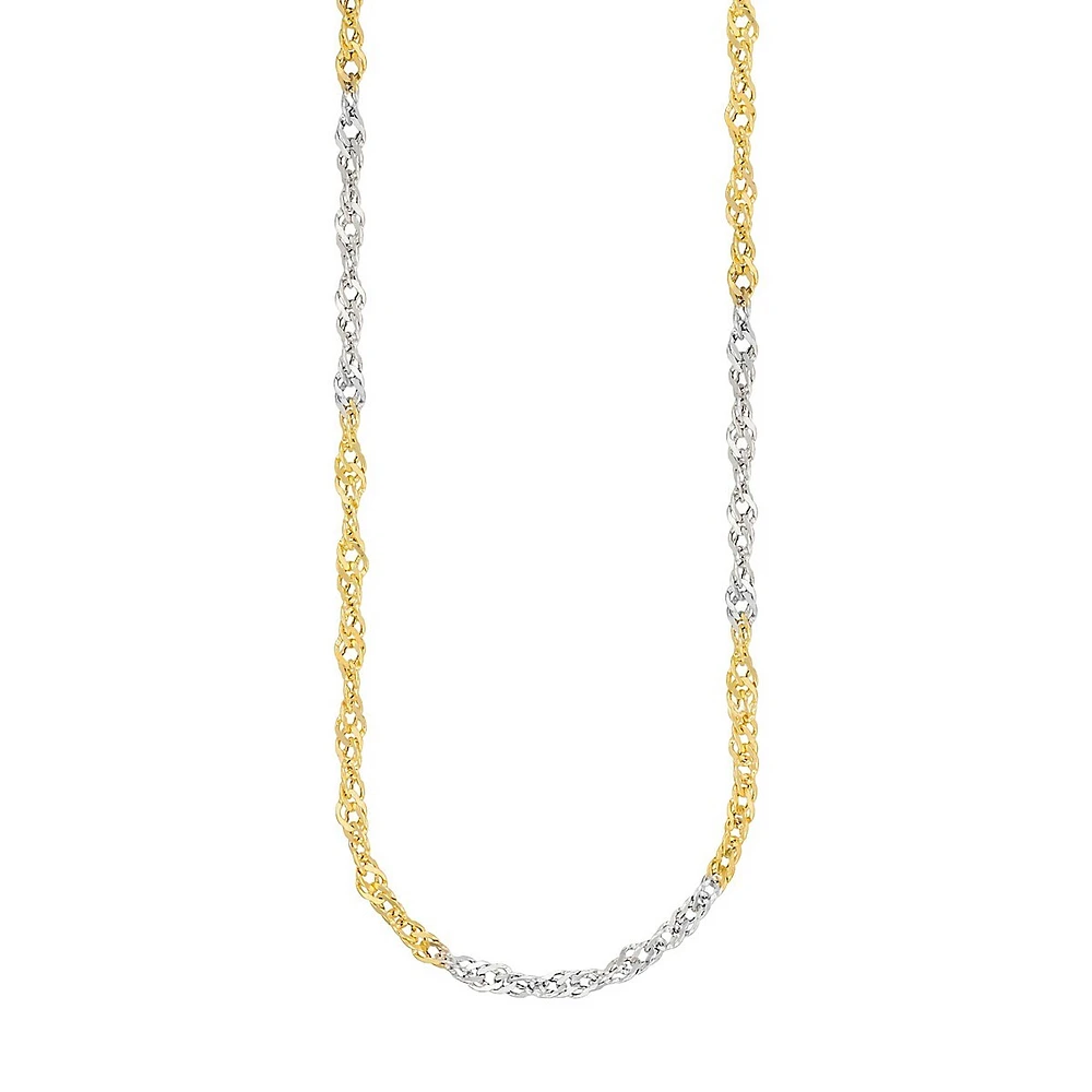 10K Two-Tone Gold Singapore Chain Necklace