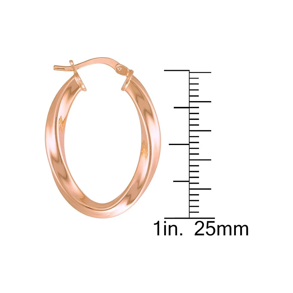 18K Rose Goldplated Twisted-Tube Oval Hoop Earrings