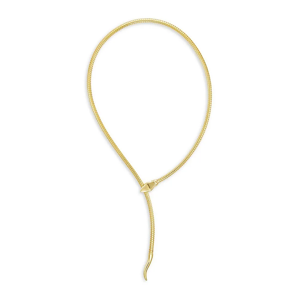 Snake 18K Goldplated Lariet Slider Necklace