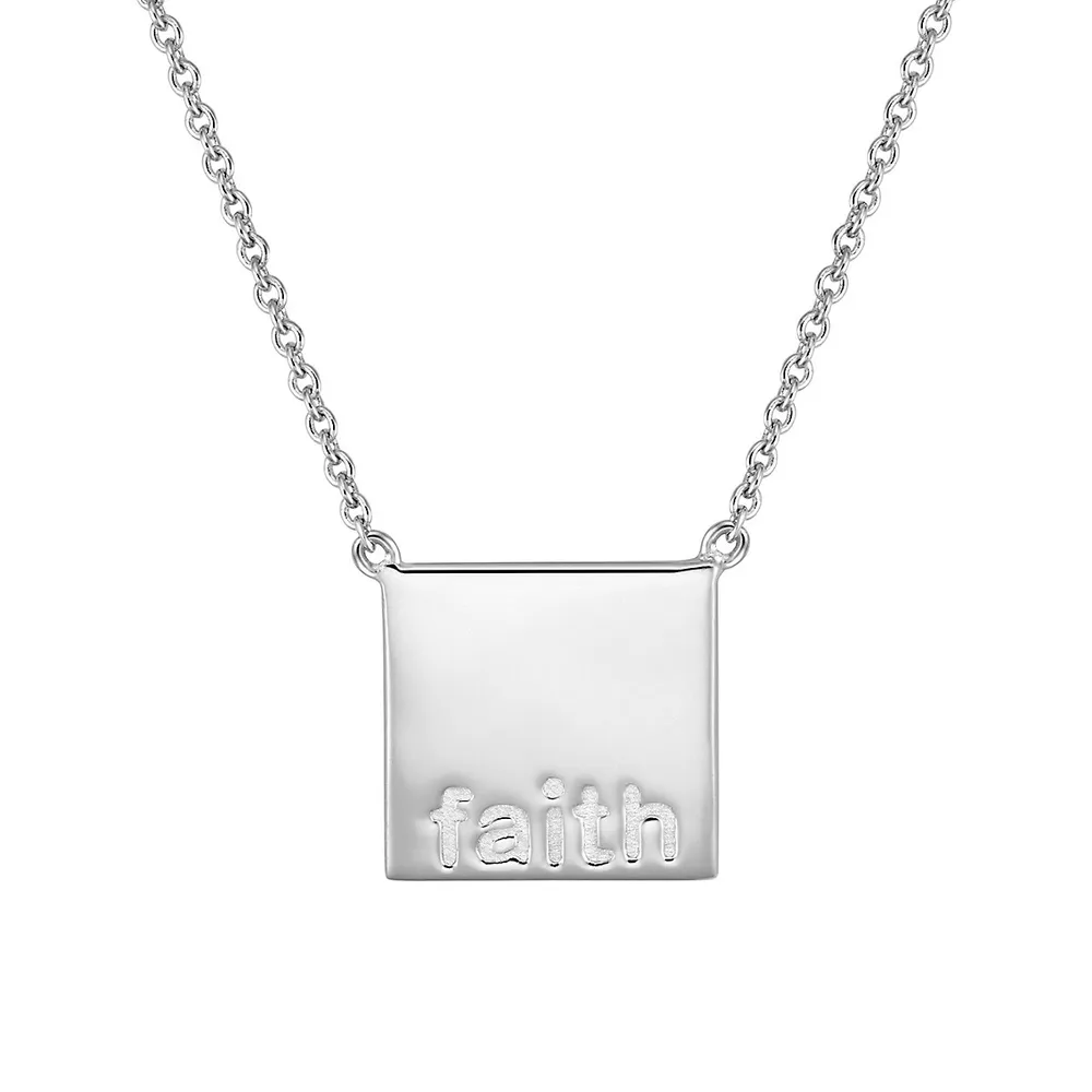 Sterling Silver Faith Embossed Pendant Necklace