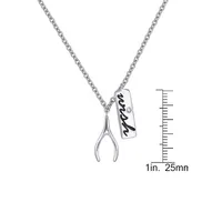 Wishbone Sterling Silver Charm Pendant Necklace