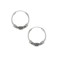 3-Piece Sterling Silver Bali Hoop Earrings