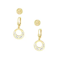 2-Pair 10K Goldplated Stud & Hoop-Drop Earring Set