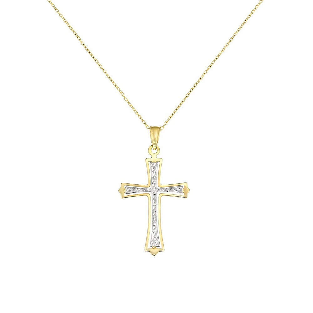 Collier à pendentif de croix en or jaune 10 ct