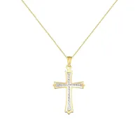 Collier à pendentif de croix en or jaune 10 ct