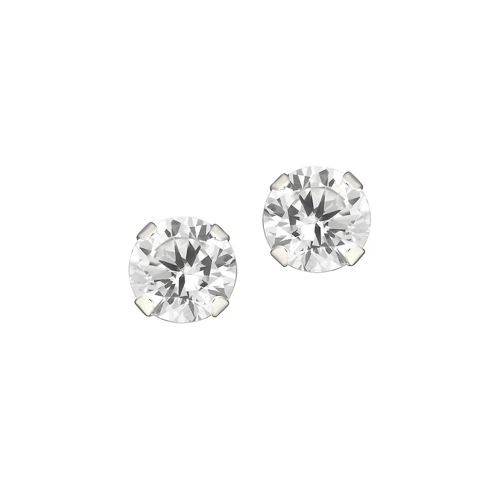 2-Piece 10K White Gold & Cubic Zirconia Stud Earring Set