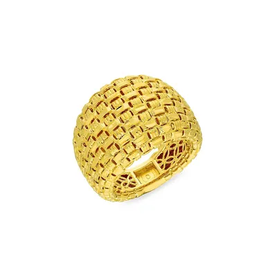 18K Goldplated Textured Dome Ring