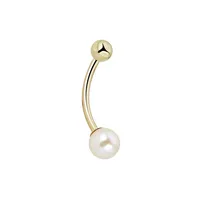 10K Yellow Gold & 6MM Freshwater Pearl Belly Ring