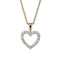 10K Yellow Gold & Cubic Zirconia Heart Pendant Necklace