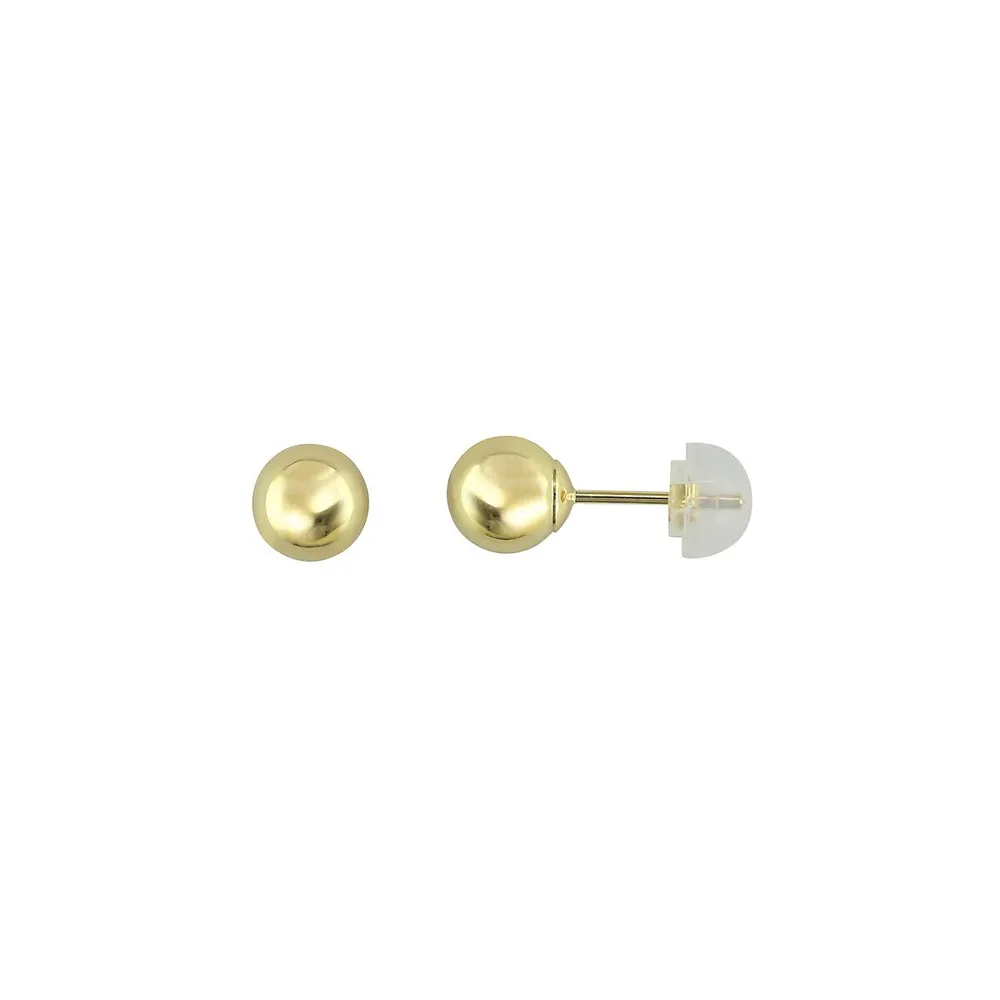 10K Yellow Gold Cross Bracelet & Ball Stud Earrings Set