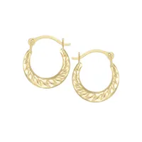 2-Pair 10K Yellow Gold & Cubic Zirconia Stud & Hoop Earrings Set