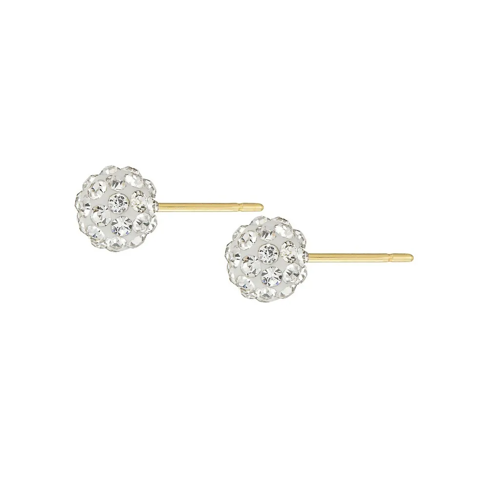 2-Pair 10K Yellow Gold & Cubic Zirconia Stud & Hoop Earrings Set