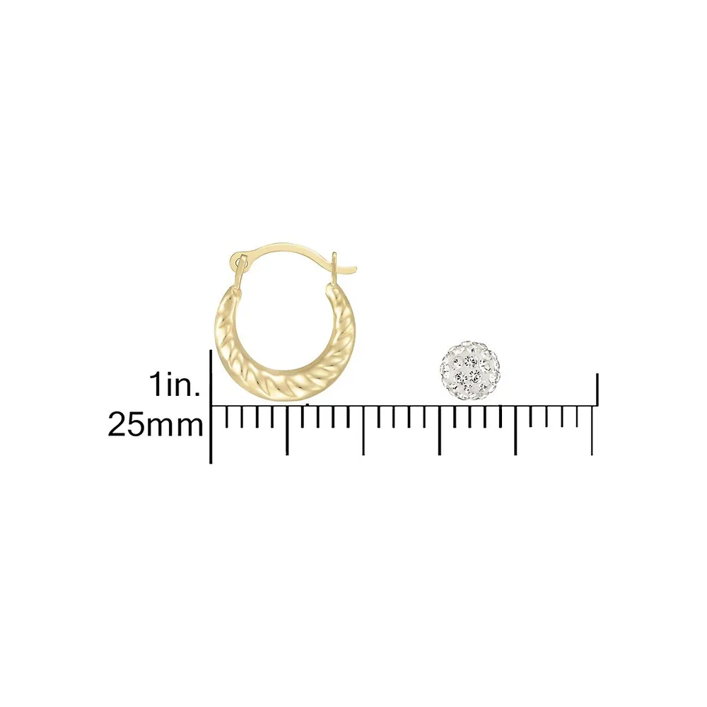 2-Pair 10K Yellow Gold & Cubic Zirconia Stud & Hoop Earrings Set