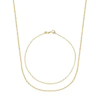 Gold Celebration 2-Piece 10K Yellow Gold Singapore-Chain Bracelet & Necklace Set