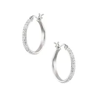 2-Piece Sterling Silver, 6MM Freshwater pearl & Cubic Zirconia Hoop & Stud Earrings