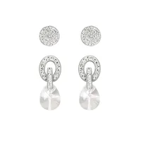 2-Pair Sterling Silver & Cubic Zirconia Stud & Drop Earrings Set