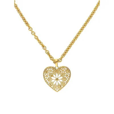 18K Goldplated Heart Pendant Necklace