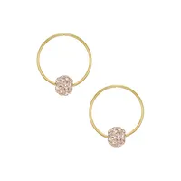 10K Gold Champagne Cubic Zirconia Ball Earrings