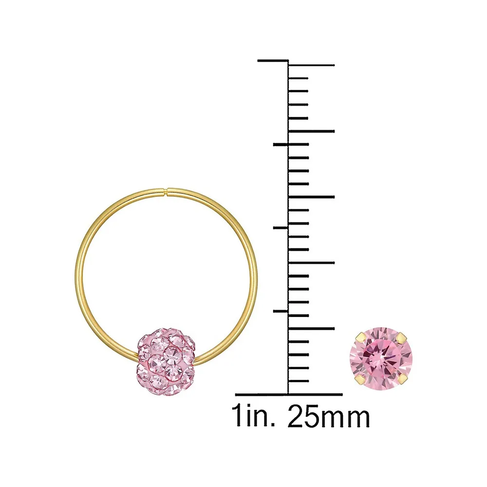 2-Pair 10K Yellow Gold & Cubic Zirconia Earrings Set