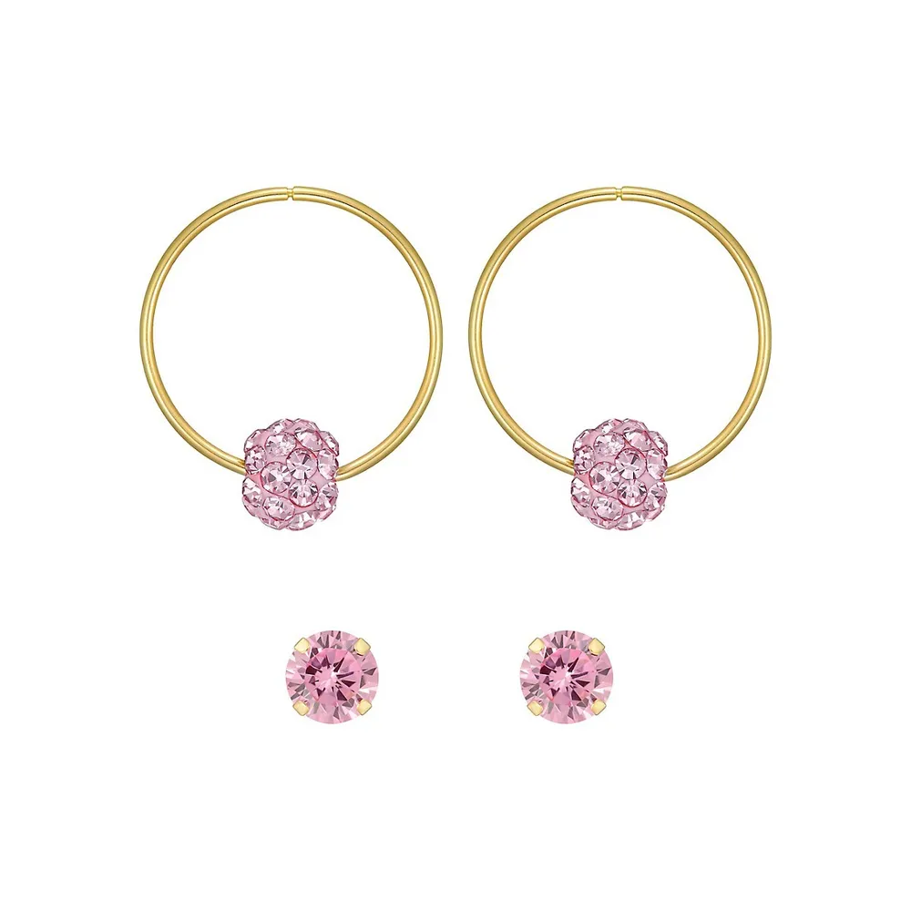 Hollow Hoop Earrings Set 10K Yellow Gold