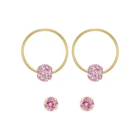 2-Pair 10K Yellow Gold & Cubic Zirconia Earrings Set